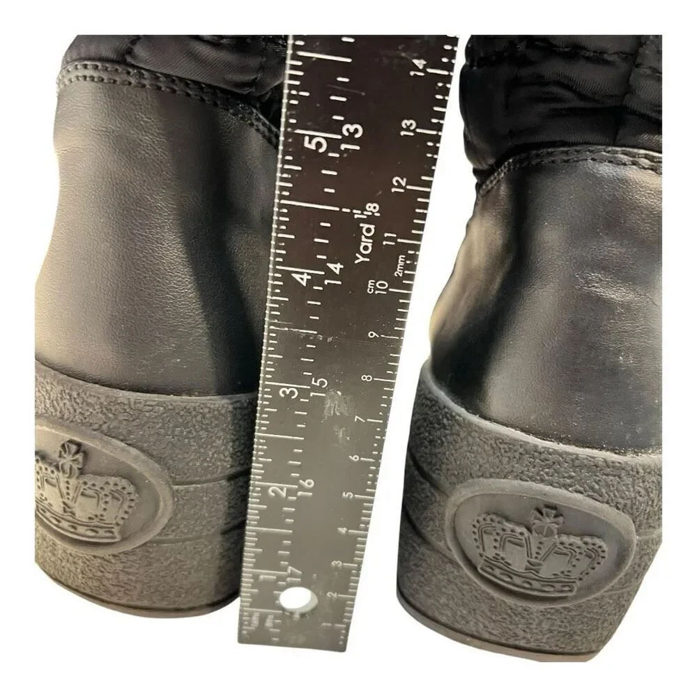 Juicy Couture Women's Size 7 Faux Fur Quilted Front Zip Wedge Winter Boots Black
